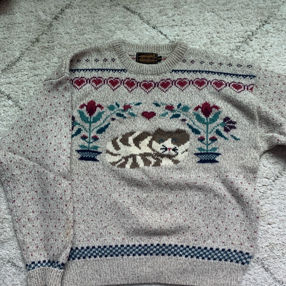 Vintage Eddie Bauer Cat Sweater